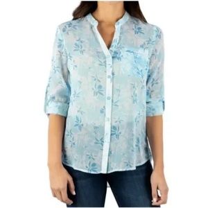 Kut from the Kloth Sheer Jasmine Blue Floral Top